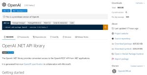 OpenAI .NET API Library