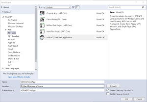 Creating New ASP.NET Core Web Application