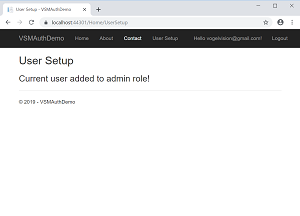 Initial User Setup Page